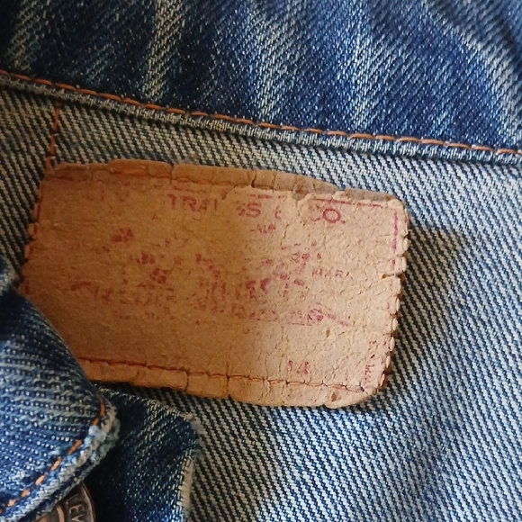 Levi's Dark Blue Denim Jacket Colorful Hand Embroidery Big E Late 1960s - Picture 7 of 9